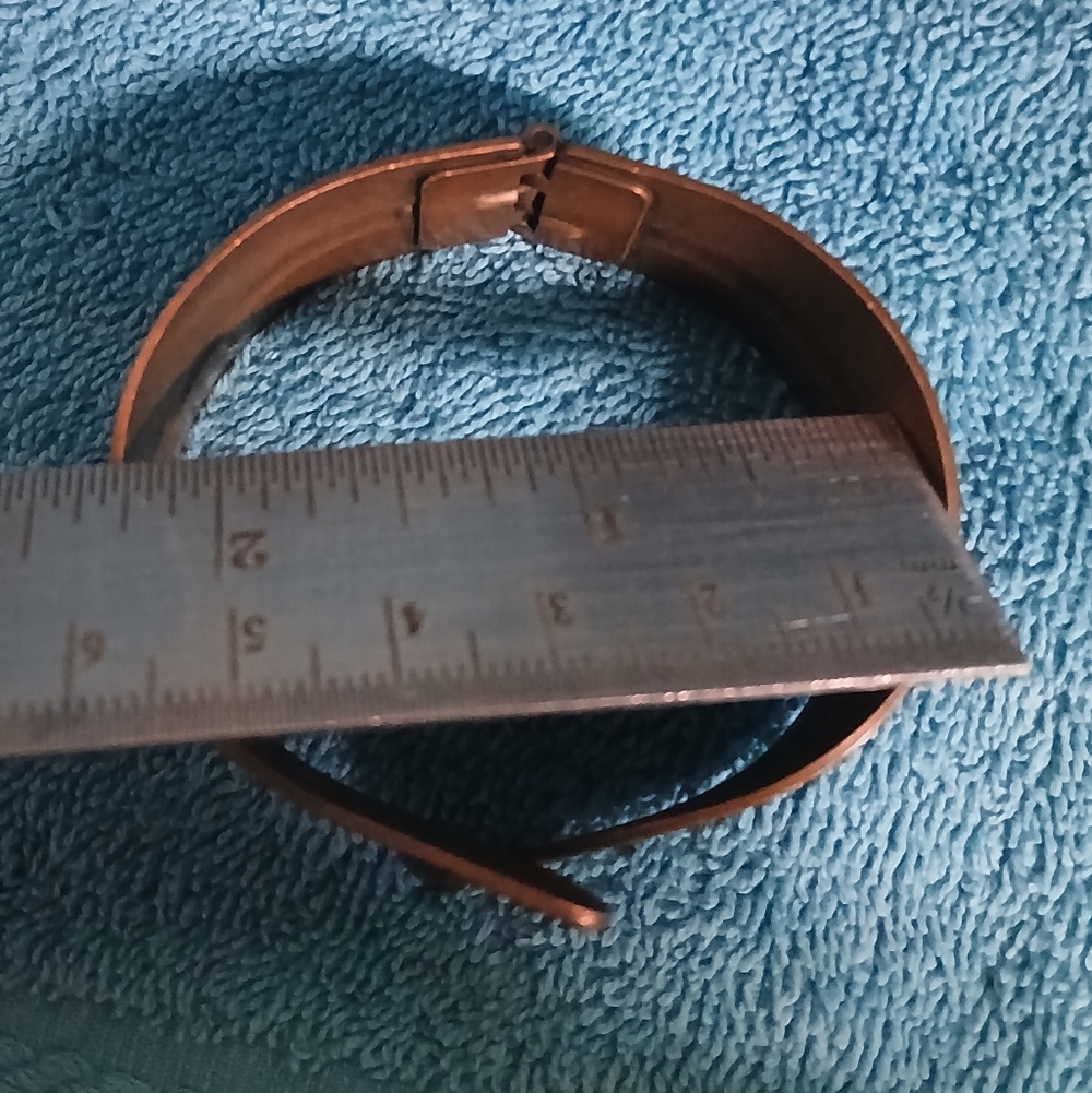 Copper Leaf Design Hinge Bracelet - image 2